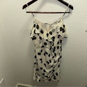 All in Favor Cream Ruched Ruffled Camisole Mini Dress